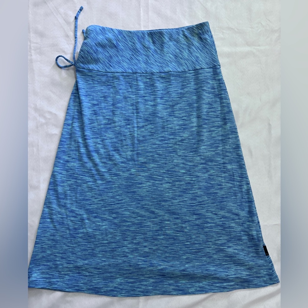 Columbia Blue Space Dye Midi Skirt with side ruched wide waist EUC